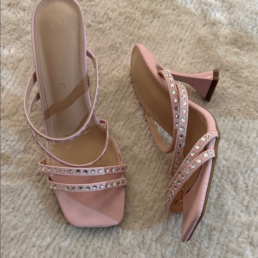 Rampage Pink Rhinestone Strappy Heels